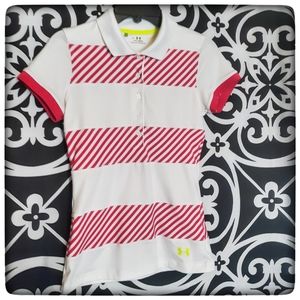 UNDER ARMOUR Golf/Tennis Shirt Magenta Stripe
